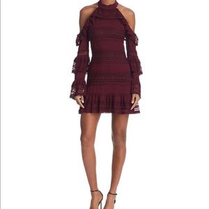 Parker cold shoulder maroon dress